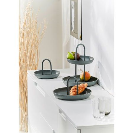 Obstschale aus pulverbeschichtetem Stahl zweistöckiges Design luftige Drahtstruktur – Piatto | Philippi