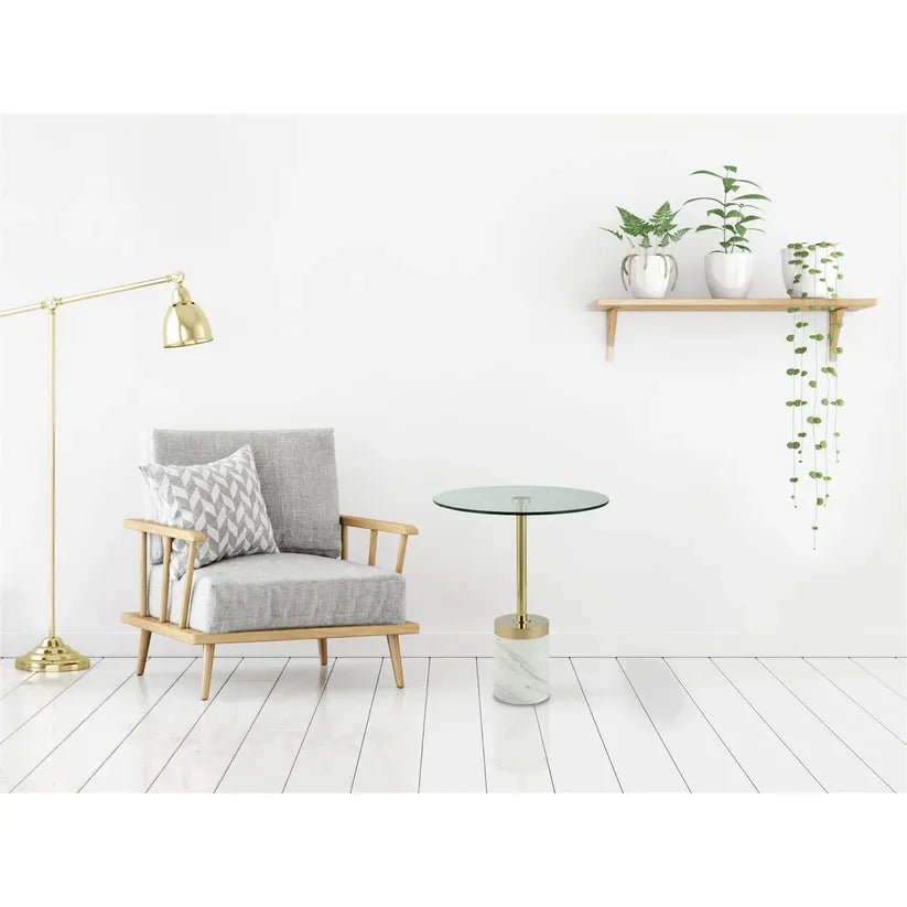 Tisch Glasplatte Marmoroptik - Sockel minimalistisch vielseitig – Lana 125 | Kayoom - Esszett Luxury | Stilvolles Wohnen mit Charakter