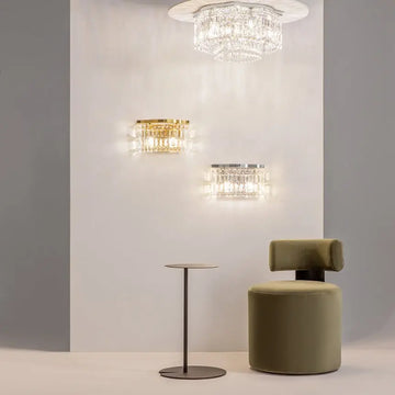 Wall light with chrome-colored metal frame and structured glass – Dune | Maytoni