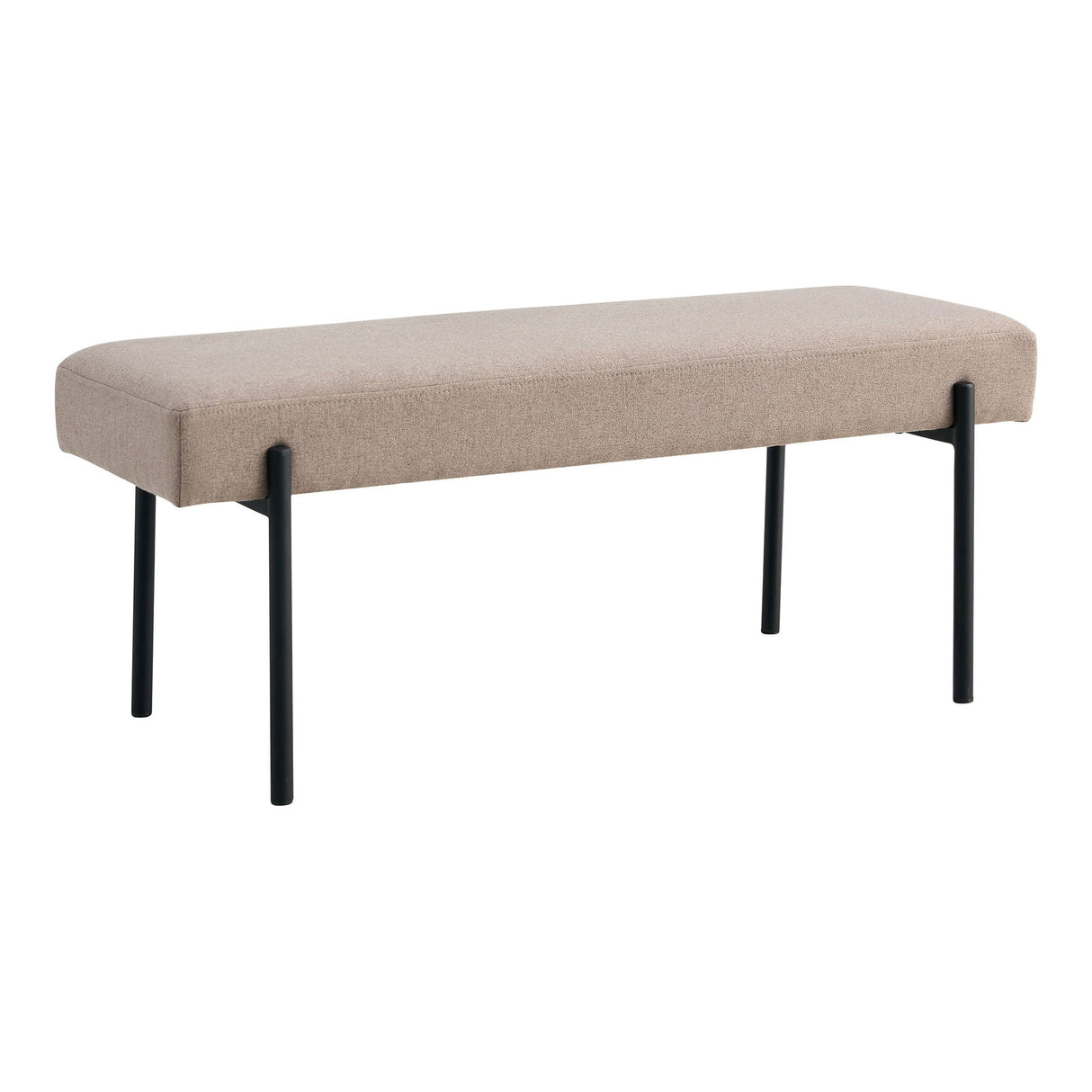 Sitzbank – Stone Stoffbezug, Gepolsterte Sitzfläche, Schwarze Stahlbeine - Swindon | House Nordic