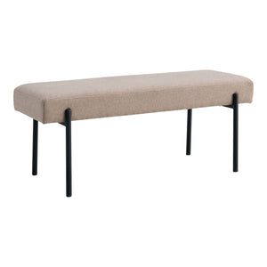 Sitzbank – Stone Stoffbezug, Gepolsterte Sitzfläche, Schwarze Stahlbeine - Swindon | House Nordic