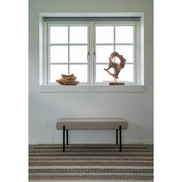 Bench – Upholstered Seat Cushion, Polyester Cover, Black Metal Legs – Swindon | House Nordic