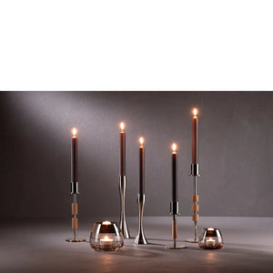Kerzenständer – Eichenholz, Nickeloptik, Hochglanz - Portero | Fink Living