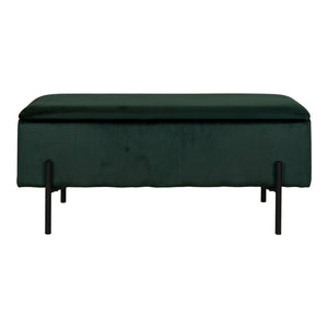 Sitzbank – mit Stauraum, grüner Velours, 95 cm - Watford | House Nordic