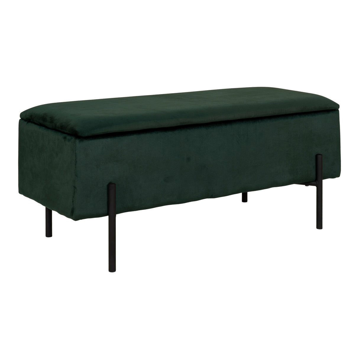 Sitzbank – mit Stauraum, grüner Velours, 95 cm - Watford | House Nordic