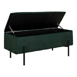 Sitzbank – mit Stauraum, grüner Velours, 95 cm - Watford | House Nordic