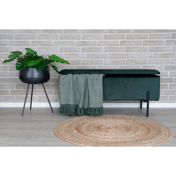 Sitzbank – mit Stauraum, grüner Velours, 95 cm - Watford | House Nordic