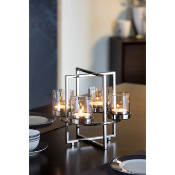 Kerzenhalter – Geometrisches Design, Glaseinsatz, Moderne Form - Norman | Fink Living