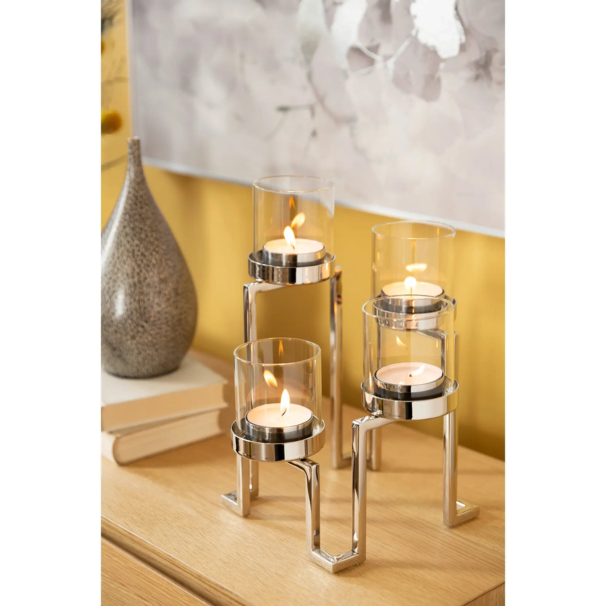 Kerzenhalter – Geometrisches Design, Hochformat, Glaseinsatz - Grant | Fink Living