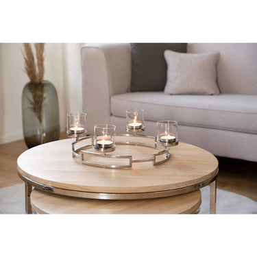 Kerzenhalter – Skulpturales Design, Glaseinsatz, Hochglanzfinish - Hommage | Fink Living