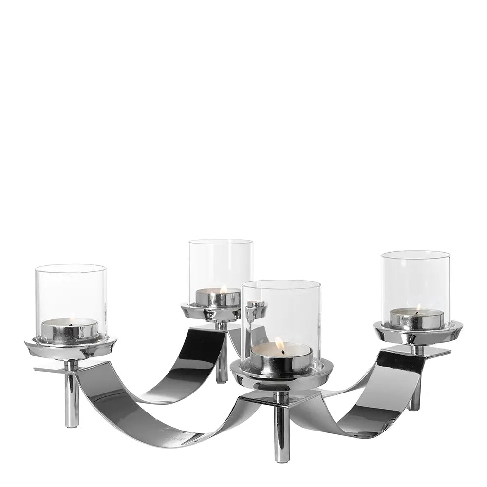 Kerzenhalter – Geschwungenes Design, Glaseinsatz, Skulpturale Form - Gallery | Fink Living