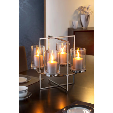 Kerzenhalter – Geometrisches Design, Glaseinsatz, Moderne Form - Norman | Fink Living