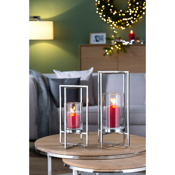 Windlicht – Geometrisches Design, Glaseinsatz, Glanzoptik - Norman | Fink Living