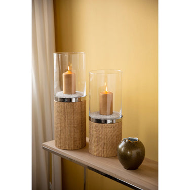 Windlicht – Rattan-Design, Glaseinsatz, Natürliche Optik - Catania | Fink Living
