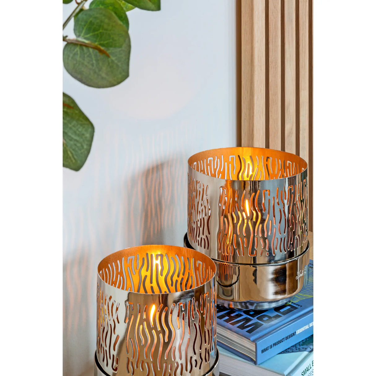 Windlicht – Silberoptik, Modernes Design, Pulverbeschichtet - Marian | Fink Living