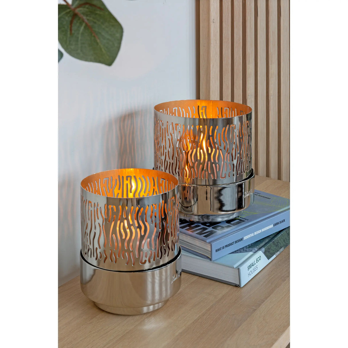 Windlicht – Silberoptik, Modernes Design, Pulverbeschichtet - Marian | Fink Living