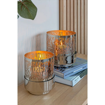 Windlicht – Silberoptik, Modernes Design, Pulverbeschichtet - Marian | Fink Living
