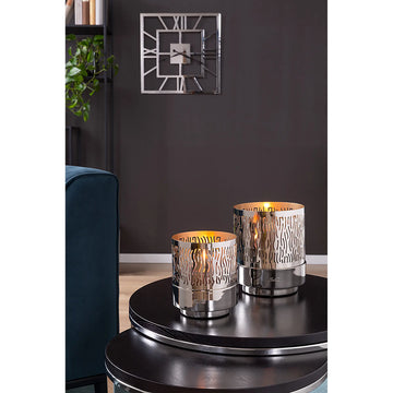 Windlicht – Silberoptik, Modernes Design, Pulverbeschichtet - Marian | Fink Living