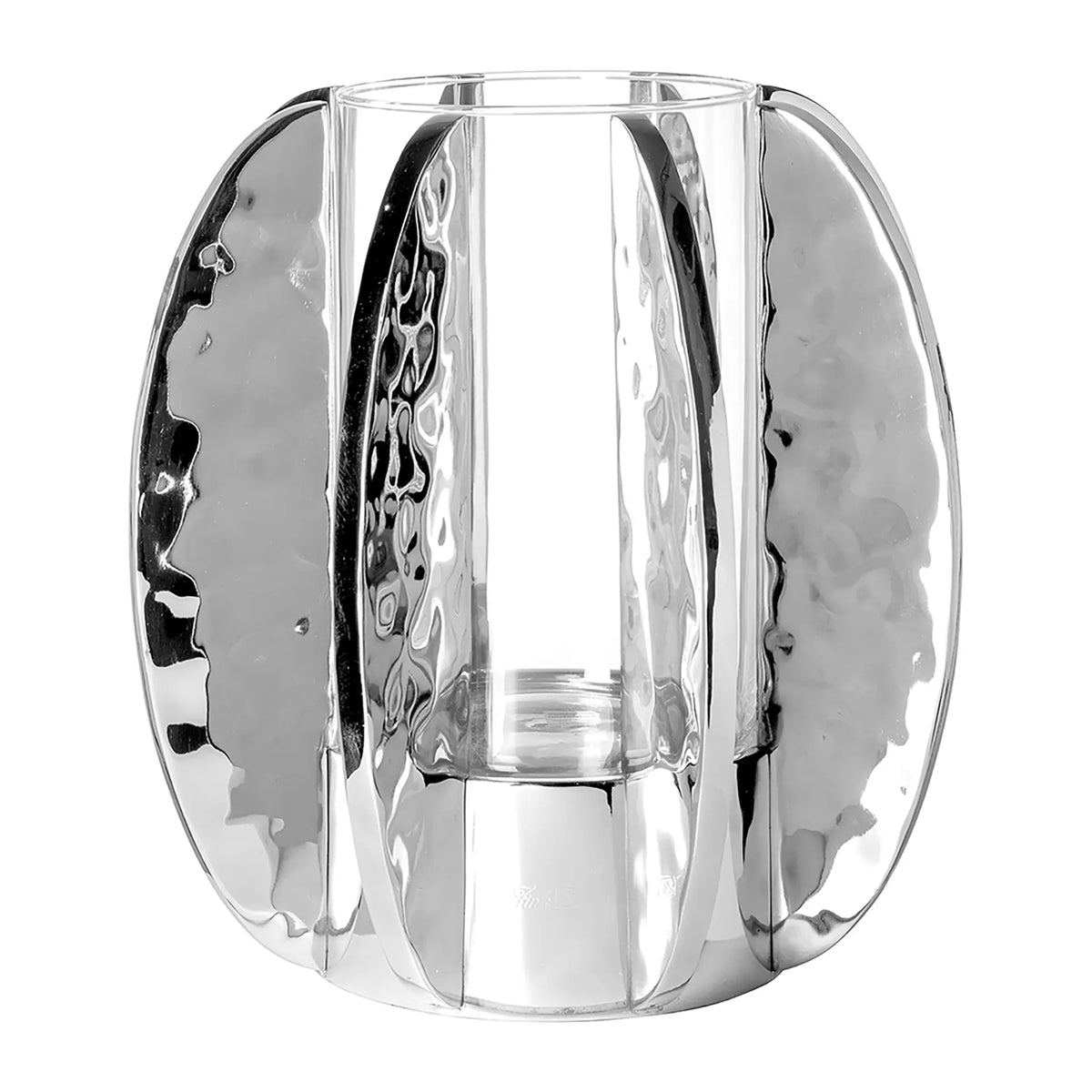 Windlicht – Hammerschlag Optik, Vernickelt, Glaszylinder - Glamour | Fink Living