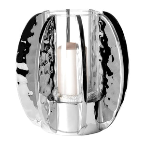 Windlicht – Hammerschlag Optik, Vernickelt, Glaszylinder - Glamour | Fink Living