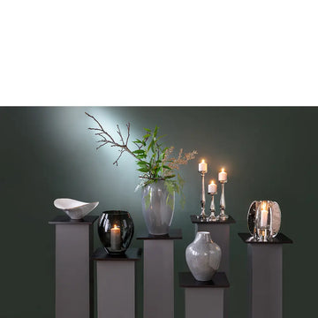 Windlicht – Hammerschlag Optik, Vernickelt, Glaszylinder - Glamour | Fink Living