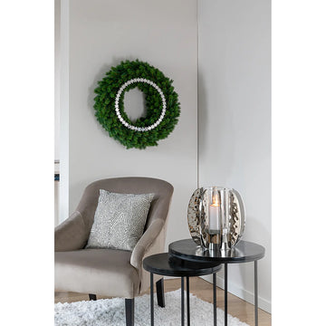 Windlicht – Hammerschlag Optik, Vernickelt, Glaszylinder - Glamour | Fink Living