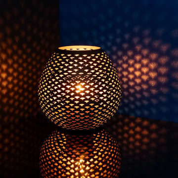 Windlicht – Schwarz Matt, Goldoptik, Modern - Palera | Fink Living