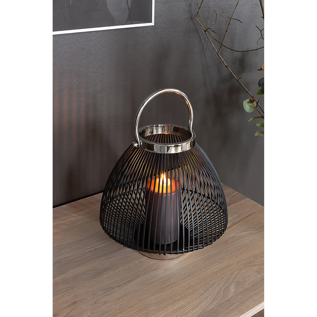 Laterne – Schwarz Matt, Nickeloptik, Modern - Flix | Fink Living