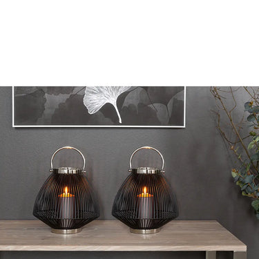 Laterne – Schwarz Matt, Nickeloptik, Modern - Flix | Fink Living