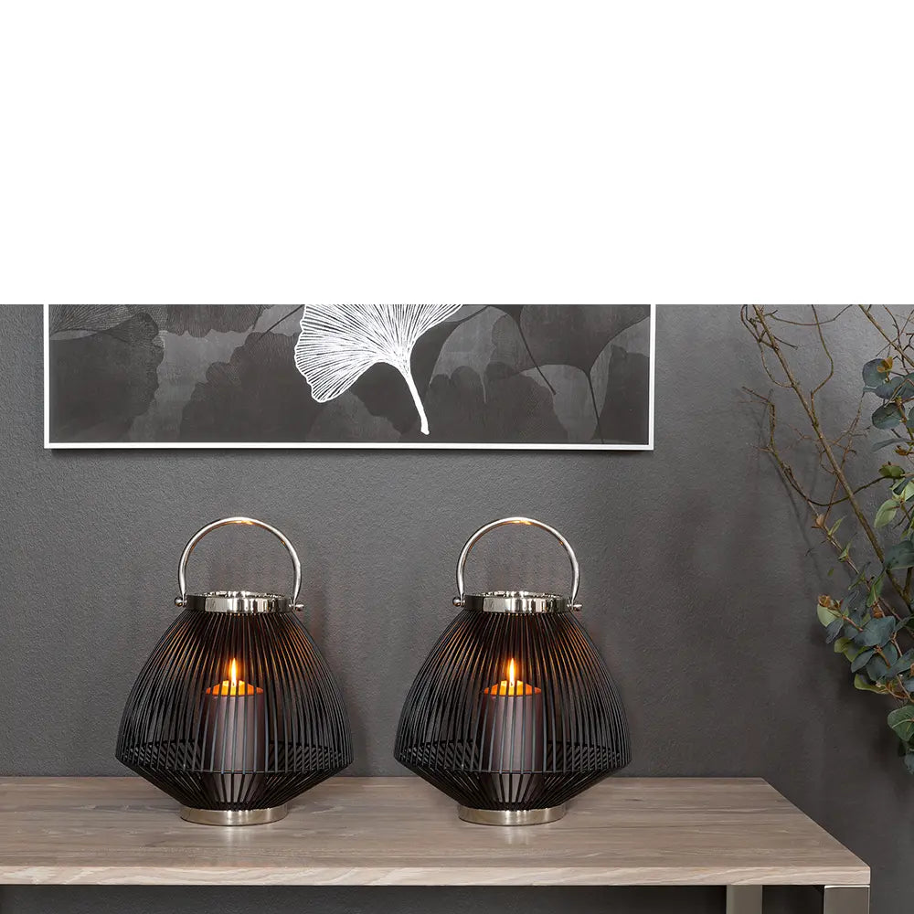 Laterne – Schwarz Matt, Nickeloptik, Modern - Flix | Fink Living