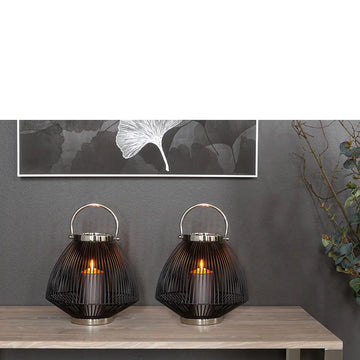 Laterne – Schwarz Matt, Nickeloptik, Modern - Flix | Fink Living