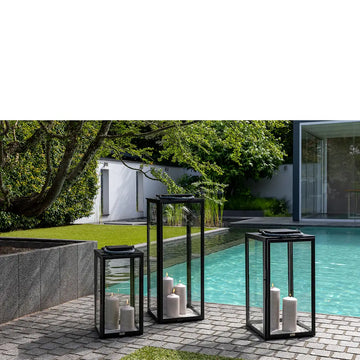 Laterne – Polierter Edelstahl, Klare Verglasung, Zeitlose Form - Sevilla | Fink Living