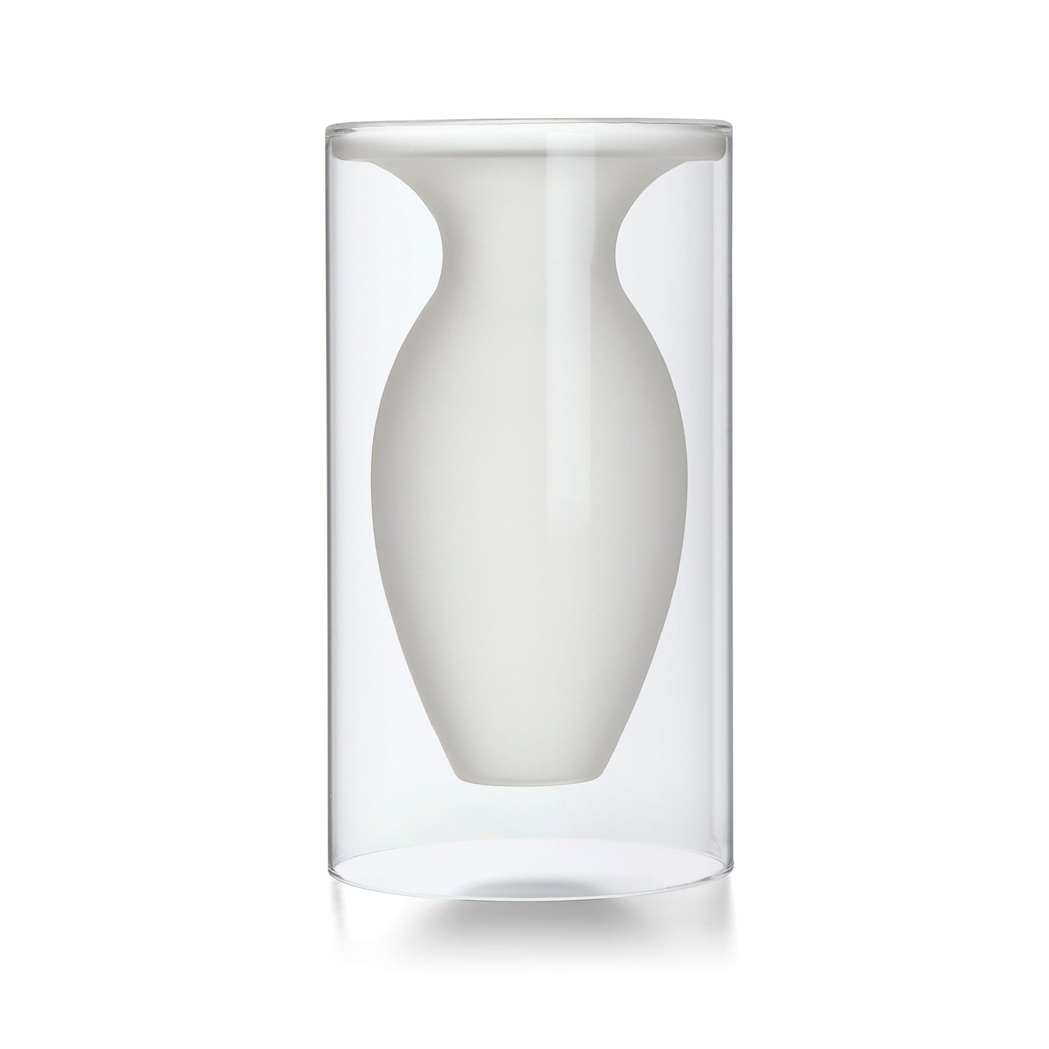 Vase mit schwebendem Glasdesign, matt-klar Kontrast und handgefertigter Verarbeitung – Esmeralda| Philippi