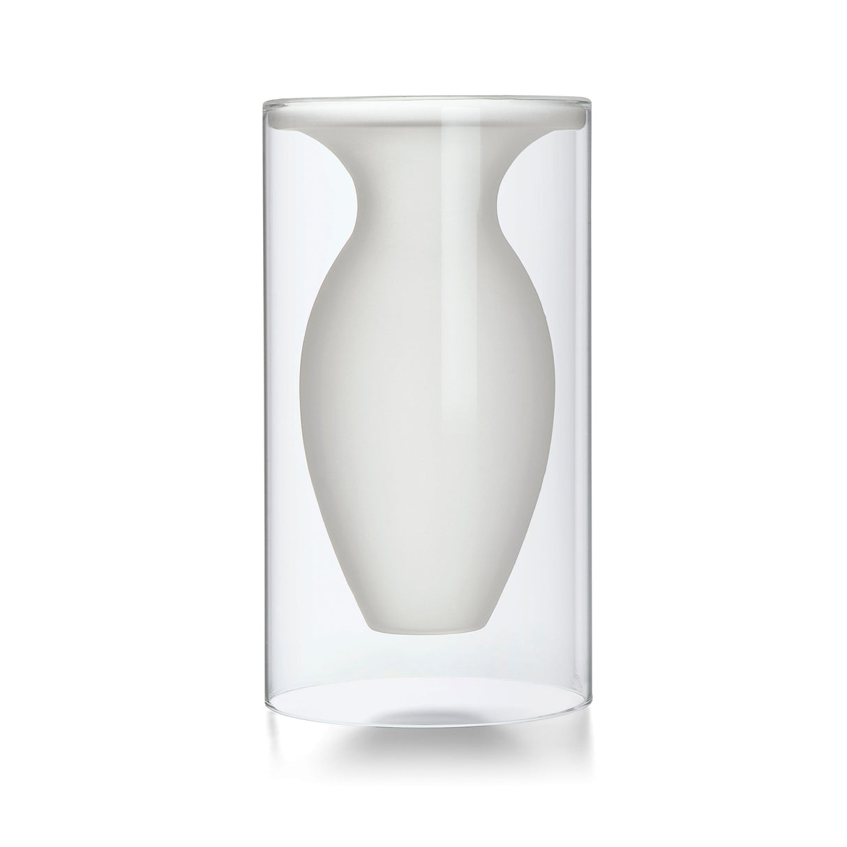 Vase mit schwebendem Glasdesign, matt-klar Kontrast und handgefertigter Verarbeitung – Esmeralda| Philippi