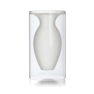 Vase mit schwebendem Glasdesign, matt-klar Kontrast und handgefertigter Verarbeitung – Esmeralda| Philippi