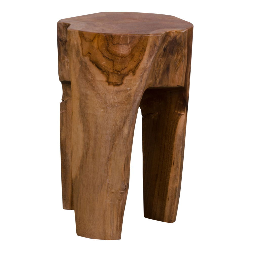 Hocker – Recyceltes Teakholz, Dreibeiniges Design, 40 cm Höhe - Rose | House Nordic