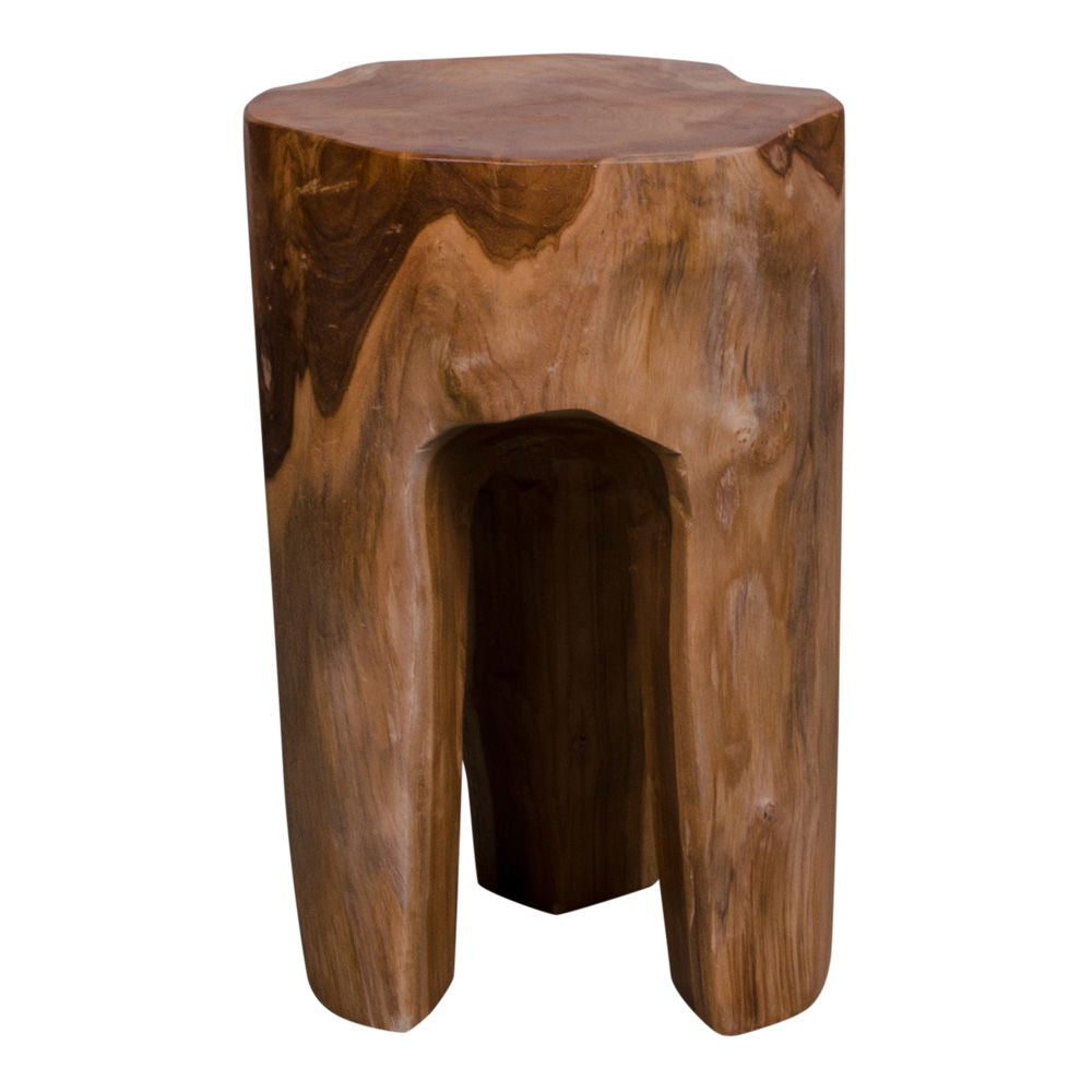 Hocker – Recyceltes Teakholz, Dreibeiniges Design, 40 cm Höhe - Rose | House Nordic