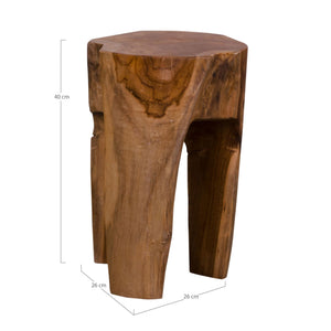 Hocker – Recyceltes Teakholz, Dreibeiniges Design, 40 cm Höhe - Rose | House Nordic
