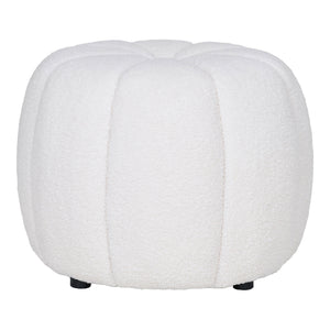 Pouf – Off-White Cover, Soft Upholstery, Round Design – Paisley | House Nordic
