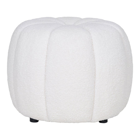 Pouf – Offwhite Bezug, Weiche Polsterung, Rundes Design – Paisley | House Nordic image