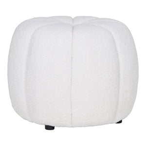 Pouf – Off-White Cover, Soft Upholstery, Round Design – Paisley | House Nordic
