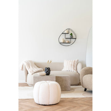 Pouf – Off-White Cover, Soft Upholstery, Round Design – Paisley | House Nordic