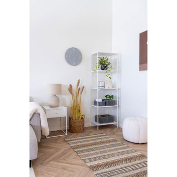 Pouf – Off-White Cover, Soft Upholstery, Round Design – Paisley | House Nordic