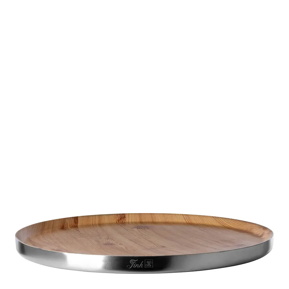 Tablett – Runde Form, Holzoptik Design, Edelstahl, Braun Silber - Timber | Fink Living