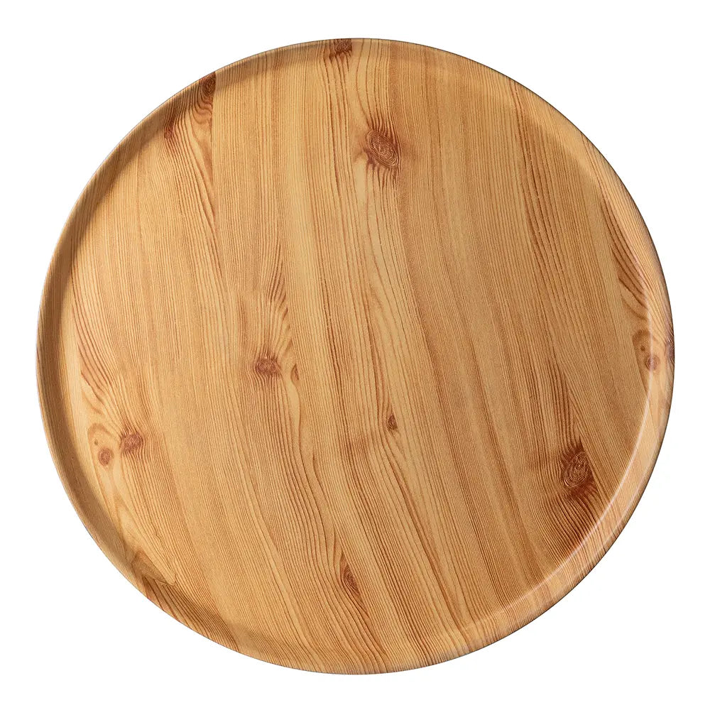 Tablett – Runde Form, Holzoptik Design, Edelstahl, Braun Silber - Timber | Fink Living