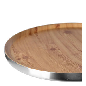Tablett – Runde Form, Holzoptik Design, Edelstahl, Braun Silber - Timber | Fink Living