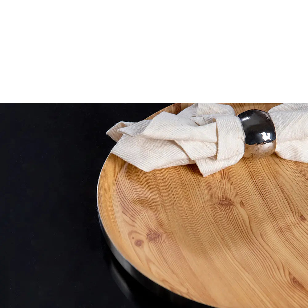 Tablett – Runde Form, Holzoptik Design, Edelstahl, Braun Silber - Timber | Fink Living