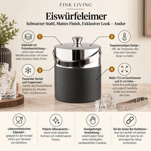 Eiswürfeleimer – Schwarzer Stahl, Mattes Finish, Exklusiver Look - Andor | Fink Living