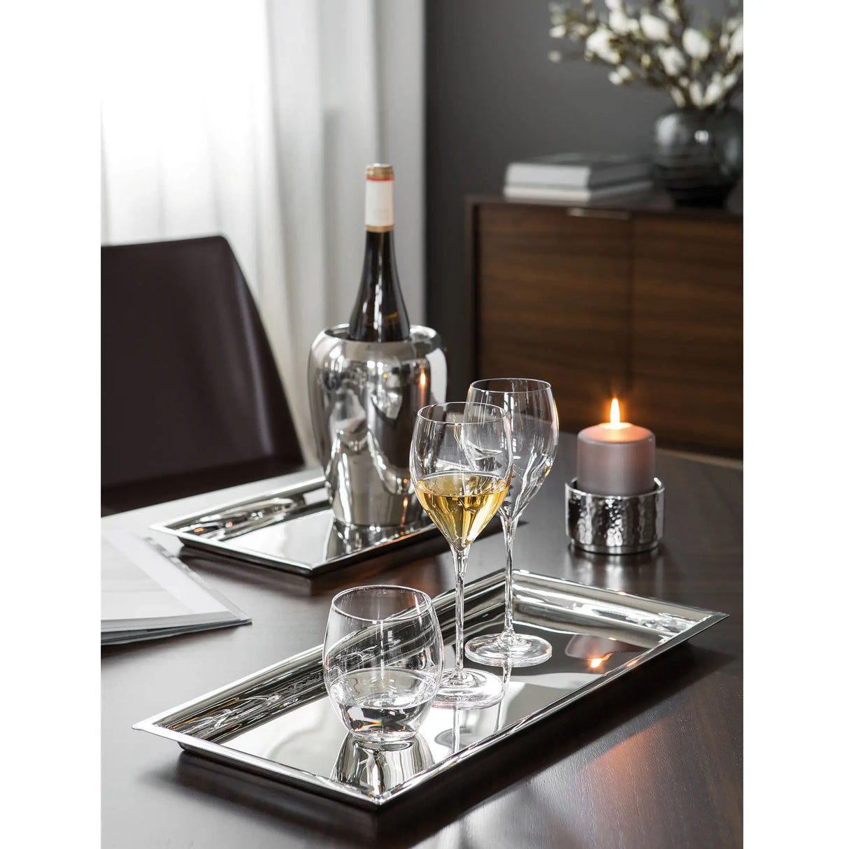 Tablett – Gehämmerter Edelstahl, Rechteckige Form, Vielseitiges Design - Nagano | Fink Living