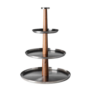 Etagere – Akazienholz Basis, Edelstahl Schalen, Zeitloses Design - Roma | Fink Living